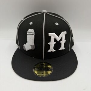 New Era 59Fifty Montgomery Biscuits‎ Hat Cap Sz 7 Black 2024 Theme Night Fitted